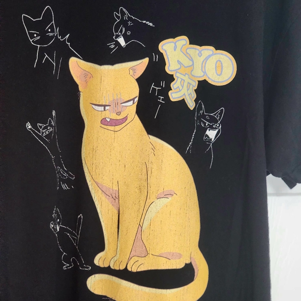 Next Level Lightweight Black Unisex Tee Fruits Basket "Kyo Sohma" Cat - Size XL